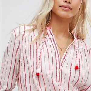 Scotch and Soda white blouse with red stripes